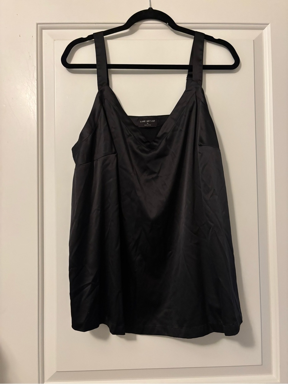 Lane Bryant Black Satin V Neck Tank Top